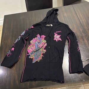 Ed Hardy Black Hoodie with Gold Logo